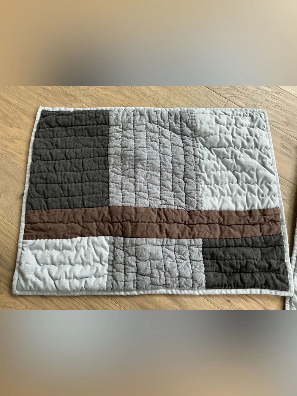 Pottery Barn Tonal Block Quilted Standard Shams Set of 2 Black Grey Brown